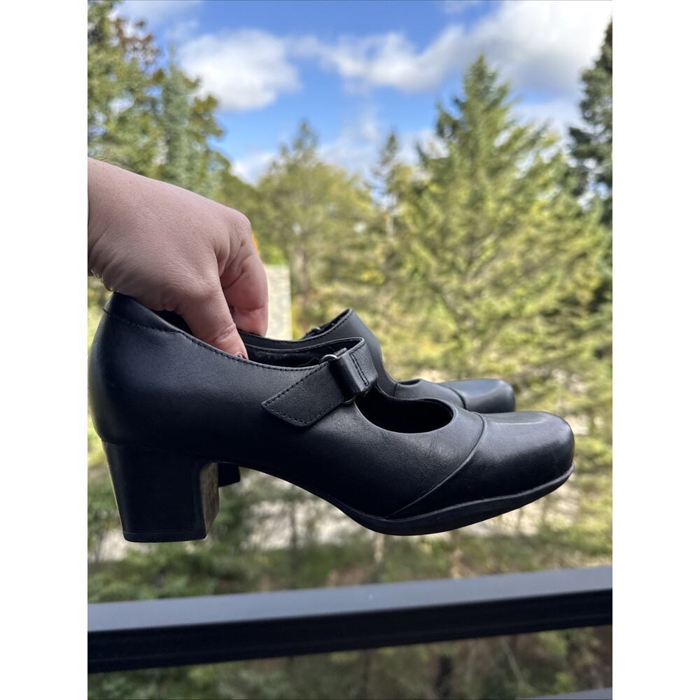 Clarks Women Rosalyn Wren Mary Jane Size 6 M Black Leather Block Heel EU 36 - Picture 2 of 16